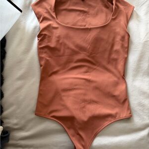 Express Contour Rust Orange Sleeveless Bodysuit